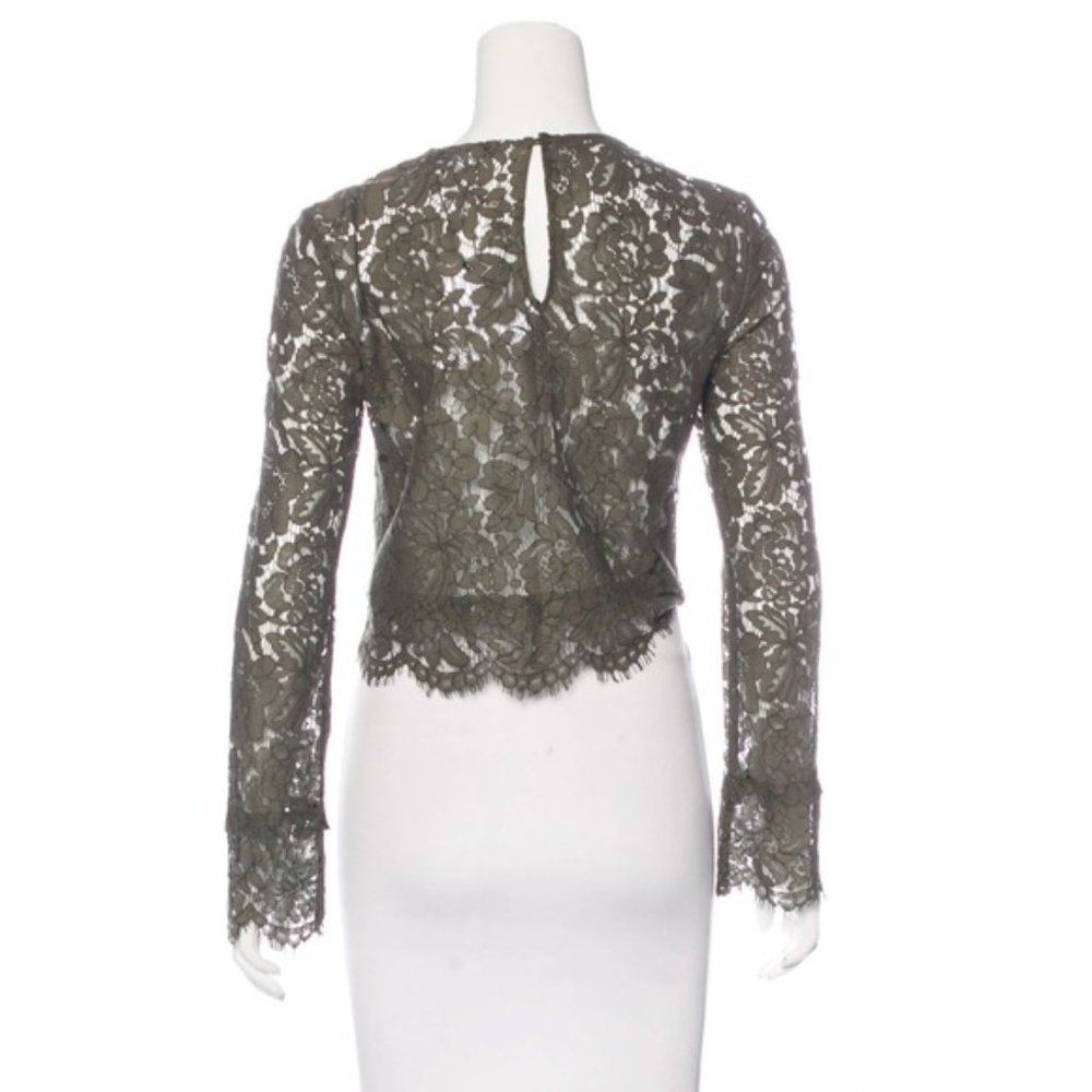 DIANE VON FURSTENBERG Yeva Lace Olive Green Top - Picture 3 of 5